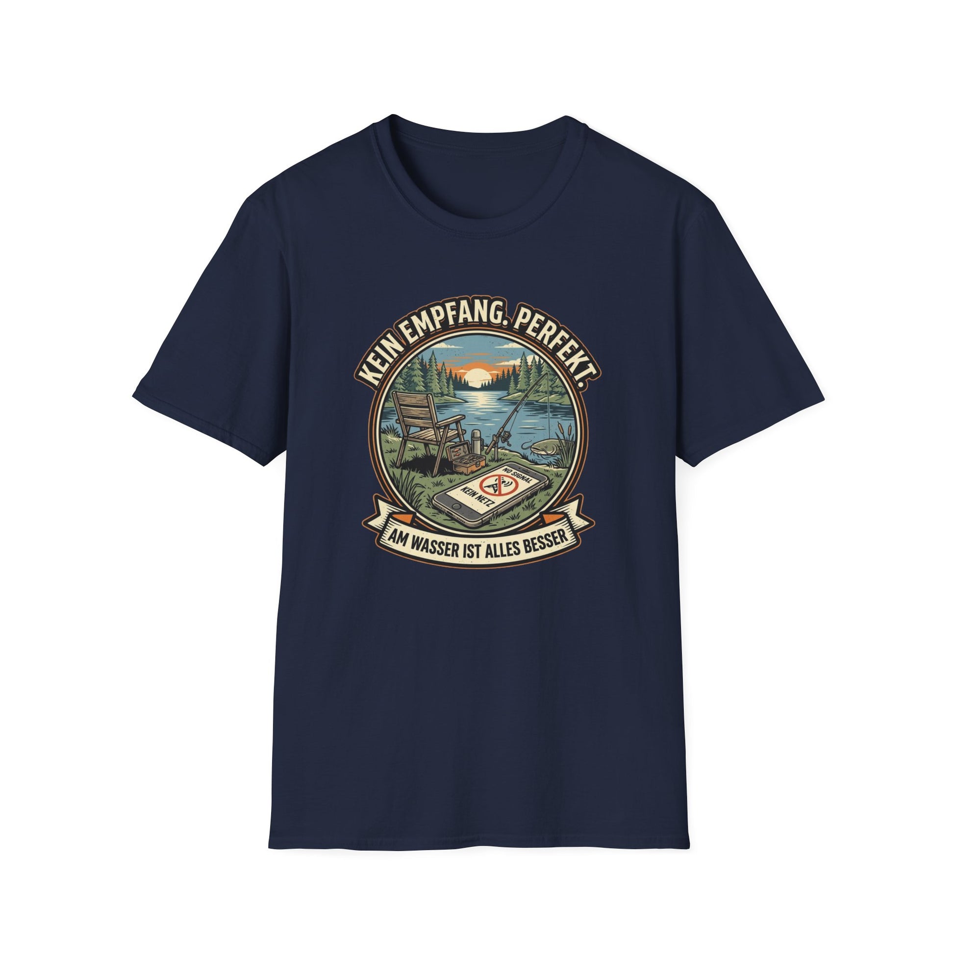 Kein Empfang Perfekt T-Shirt marineblau Angler Geschenk Herren