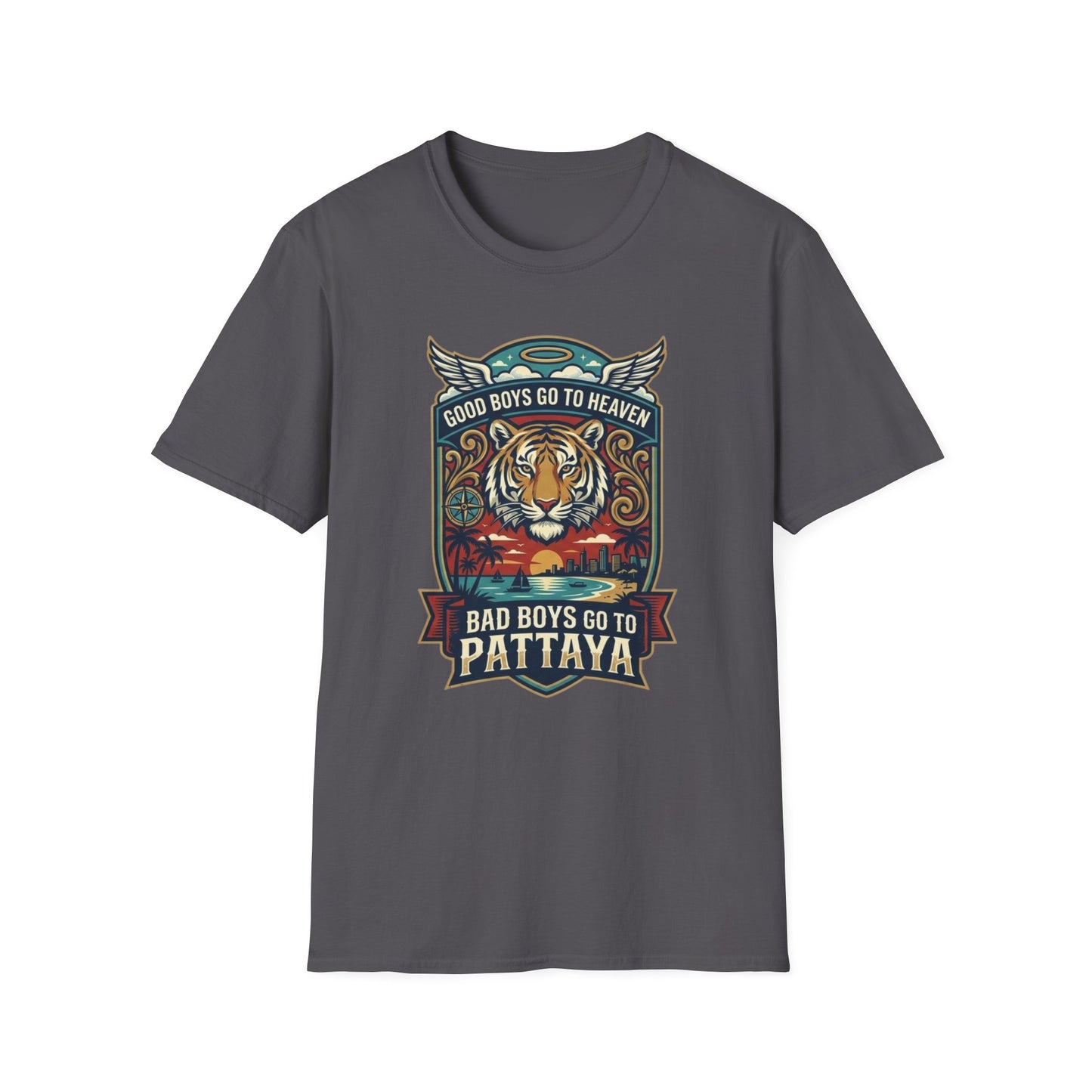 Bad Boys Pattaya T-Shirt anthrazit Tiger Thailand Streetwear Graphic Tee