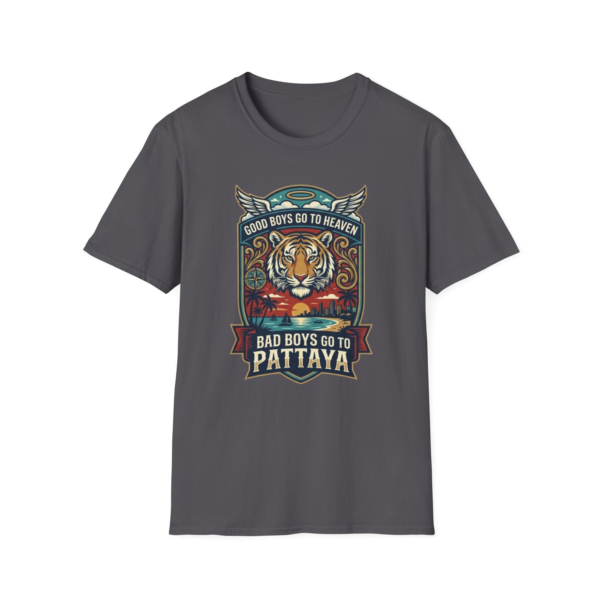 Bad Boys Pattaya T-Shirt anthrazit Tiger Thailand Streetwear Graphic Tee