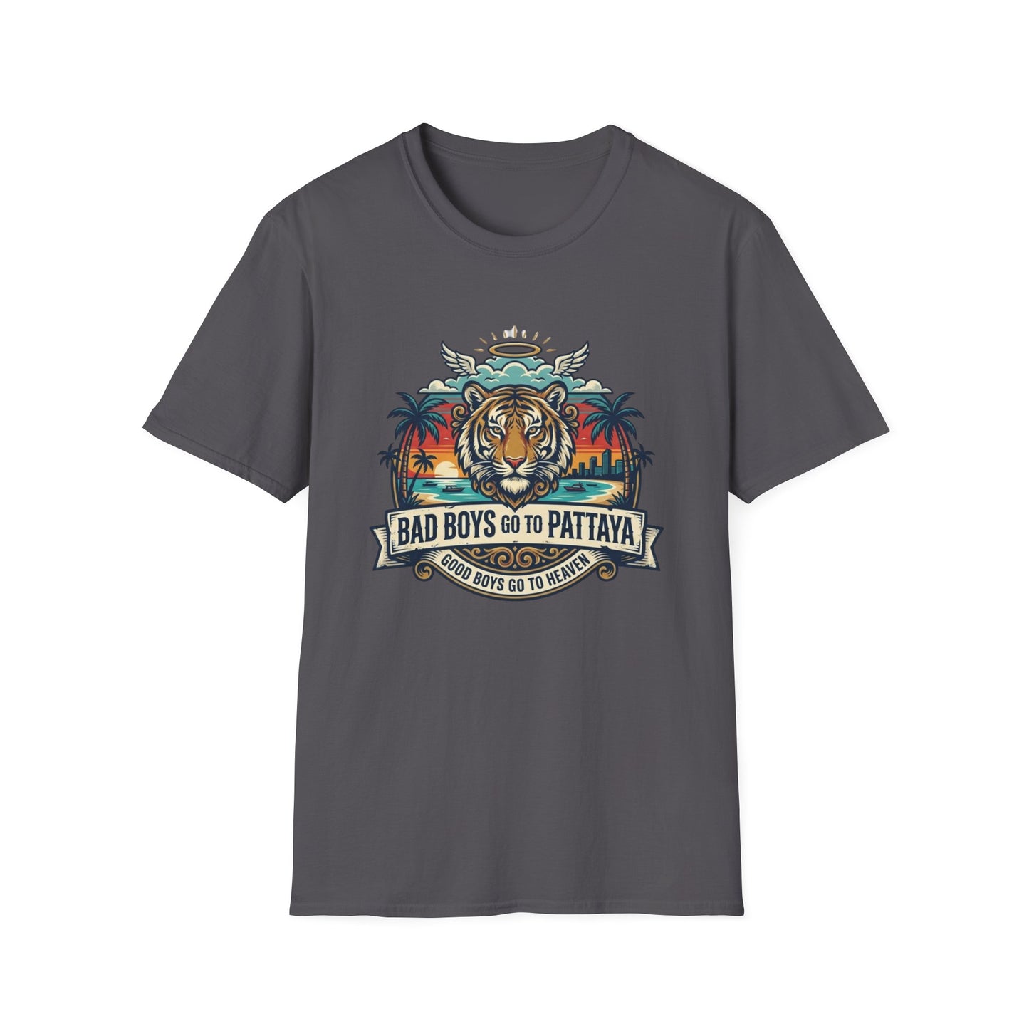 Thailand Tiger T-Shirt anthrazit grau Pattaya Souvenir Streetwear Graphic Tee