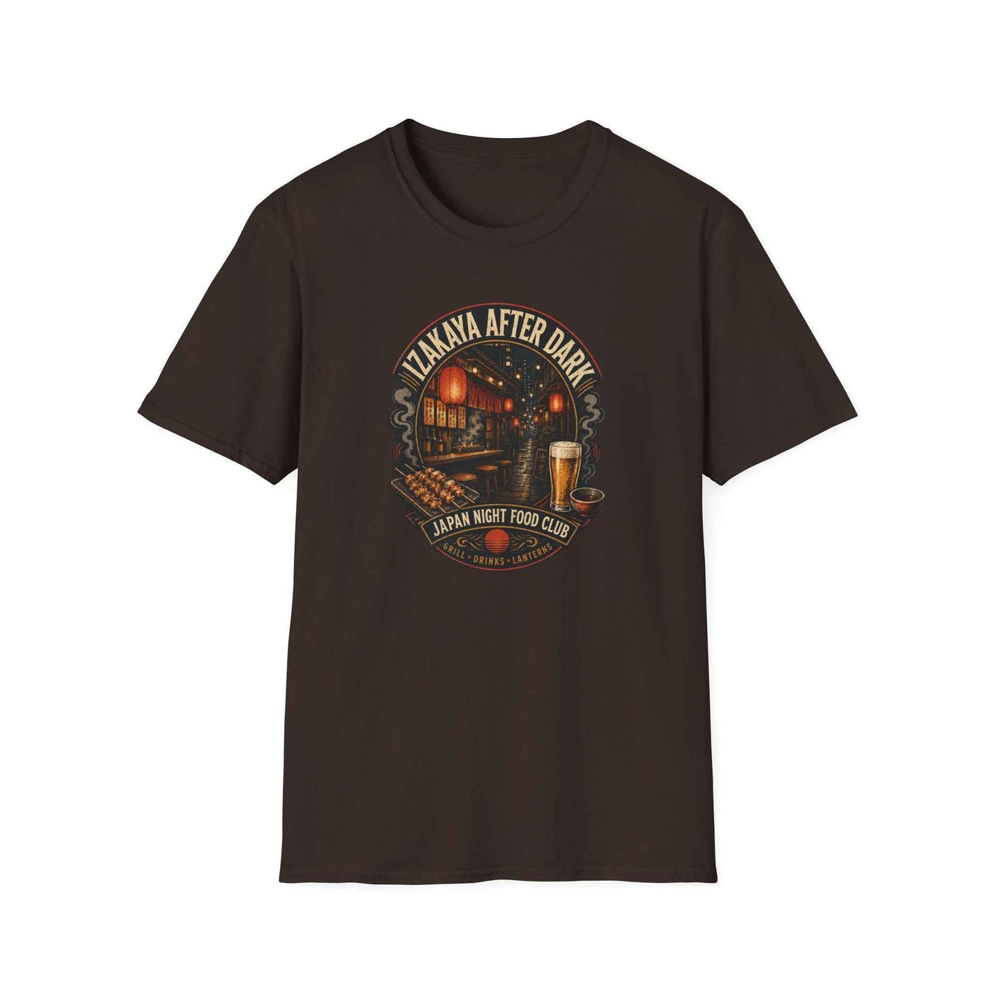 Izakaya After Dark T-Shirt flach Izakaya Nightlife Artwork Unisex Graphic Tee