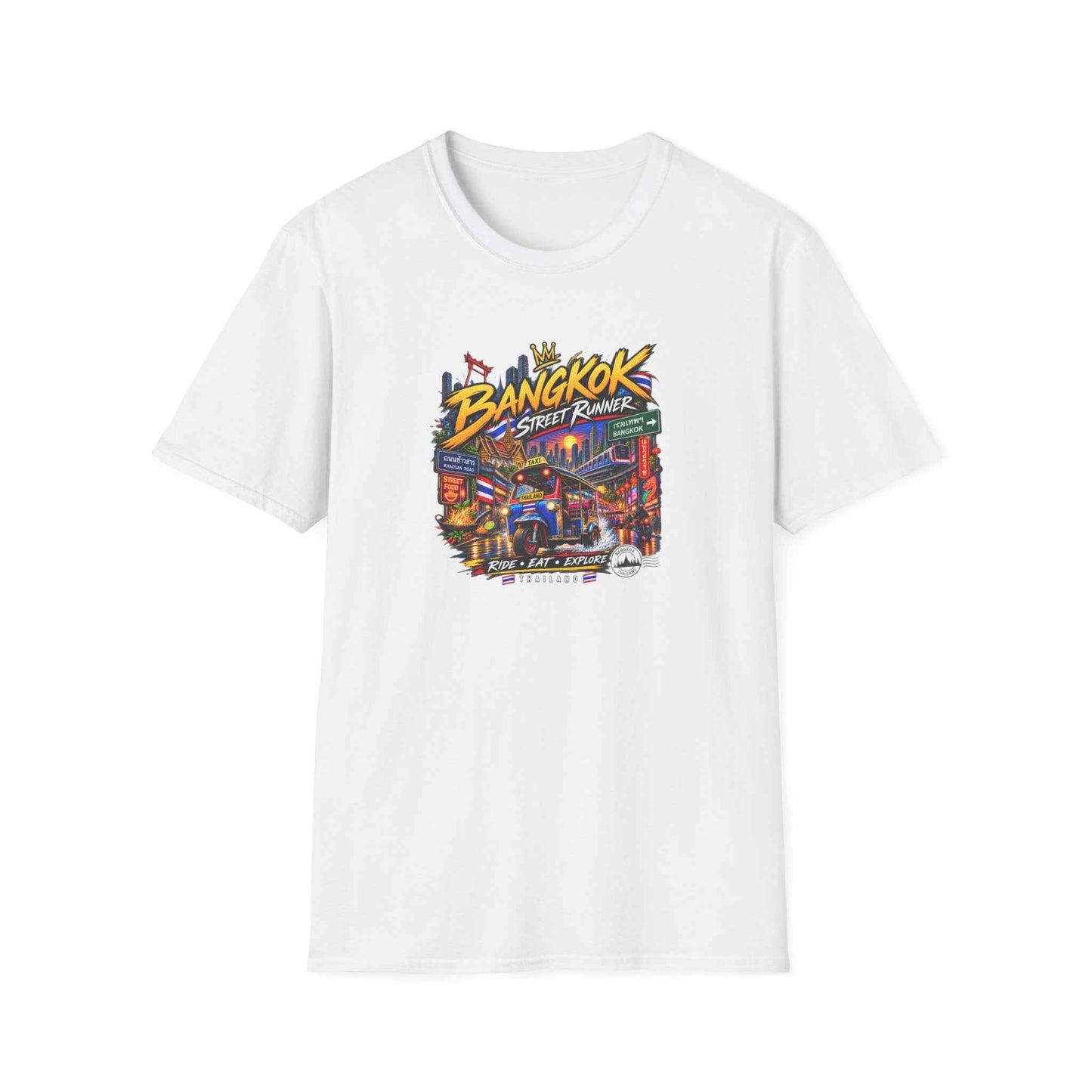 Bangkok Street Runner T-Shirt weiss — Tuk Tuk Graphic Tee Thailand Geschenk