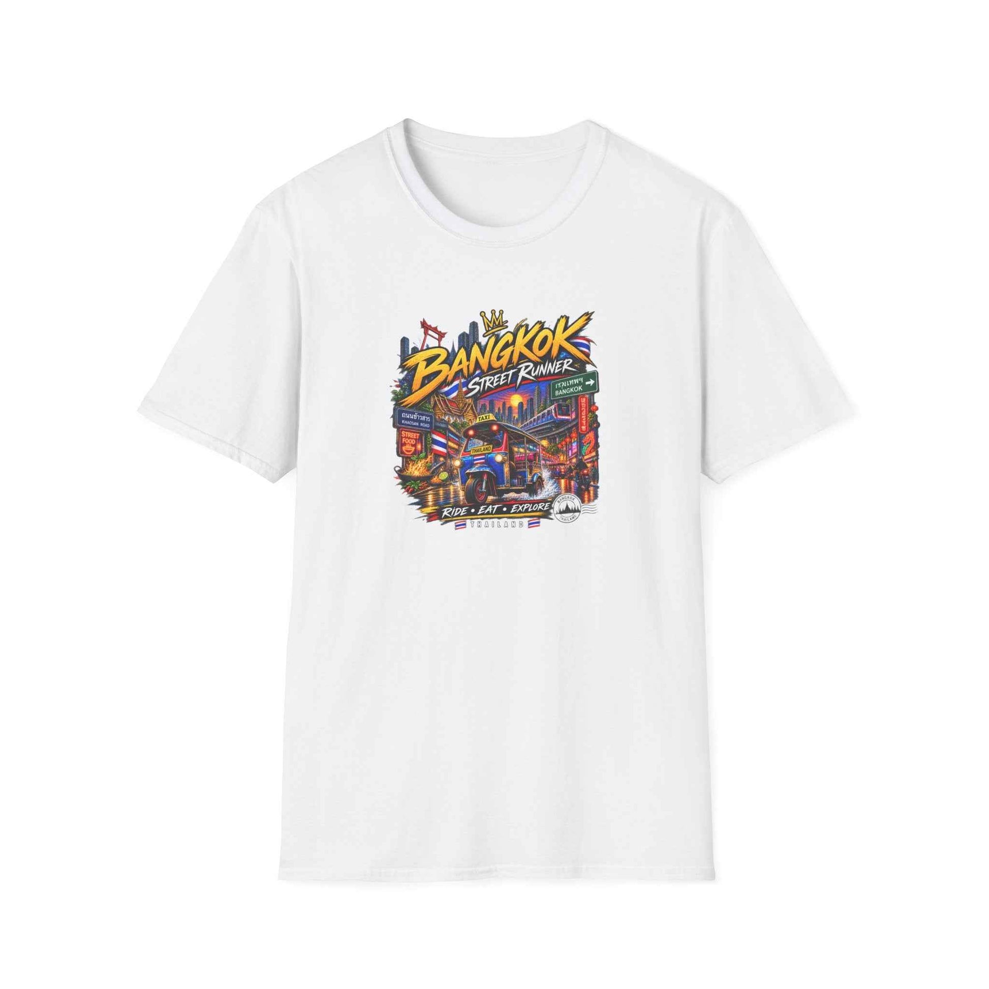 Bangkok Street Runner T-Shirt weiss — Tuk Tuk Graphic Tee Thailand Geschenk