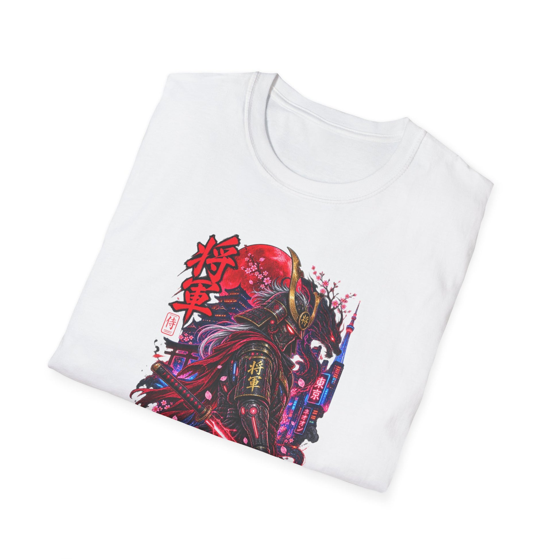 Neon Shogun Design Detail – Samurai Kanji Neon Cyberpunk Artwork Nahaufnahme