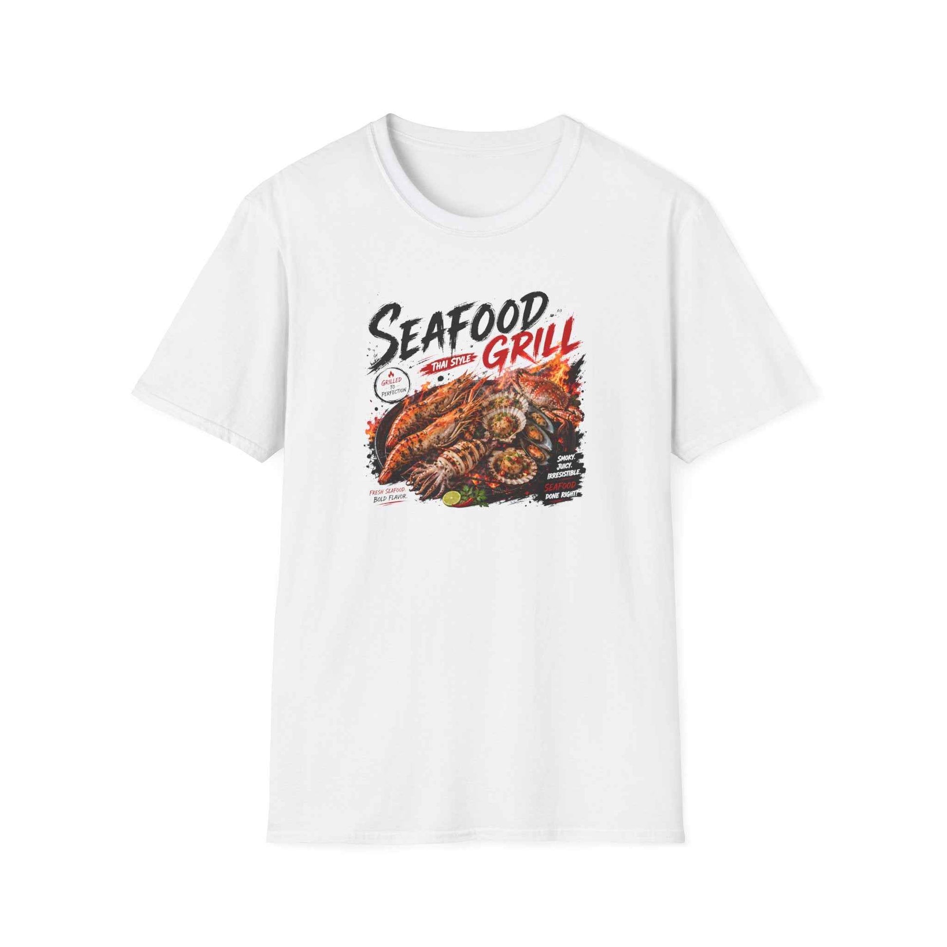 Seafood Grill T-Shirt Weiß — Thai Street Food Graphic Tee Geschenk