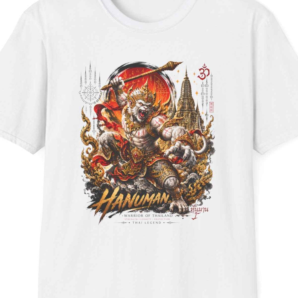 White Hanuman T-Shirt – Design Nahaufnahme