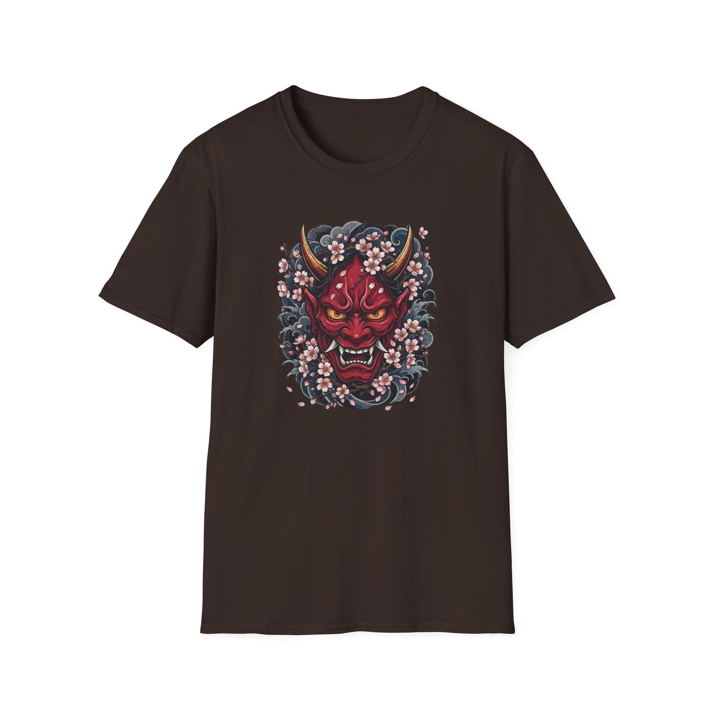 Hannya Maske T-Shirt dunkelbraun — Japanese Streetwear Vorderansicht