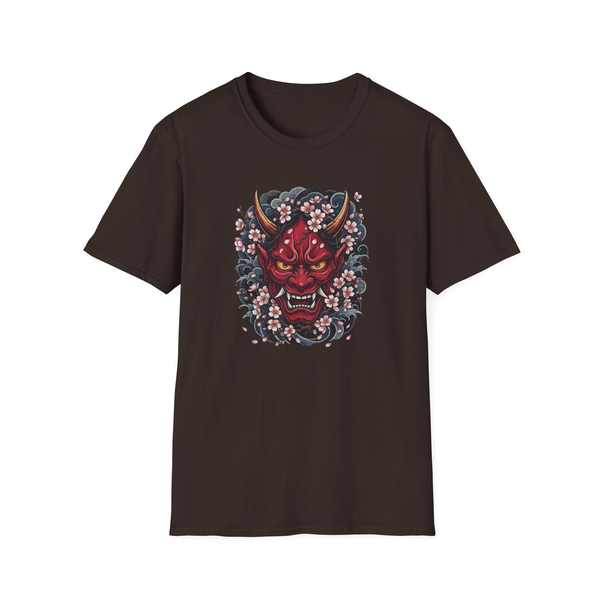 Hannya Maske T-Shirt dunkelbraun — Japanese Streetwear Vorderansicht