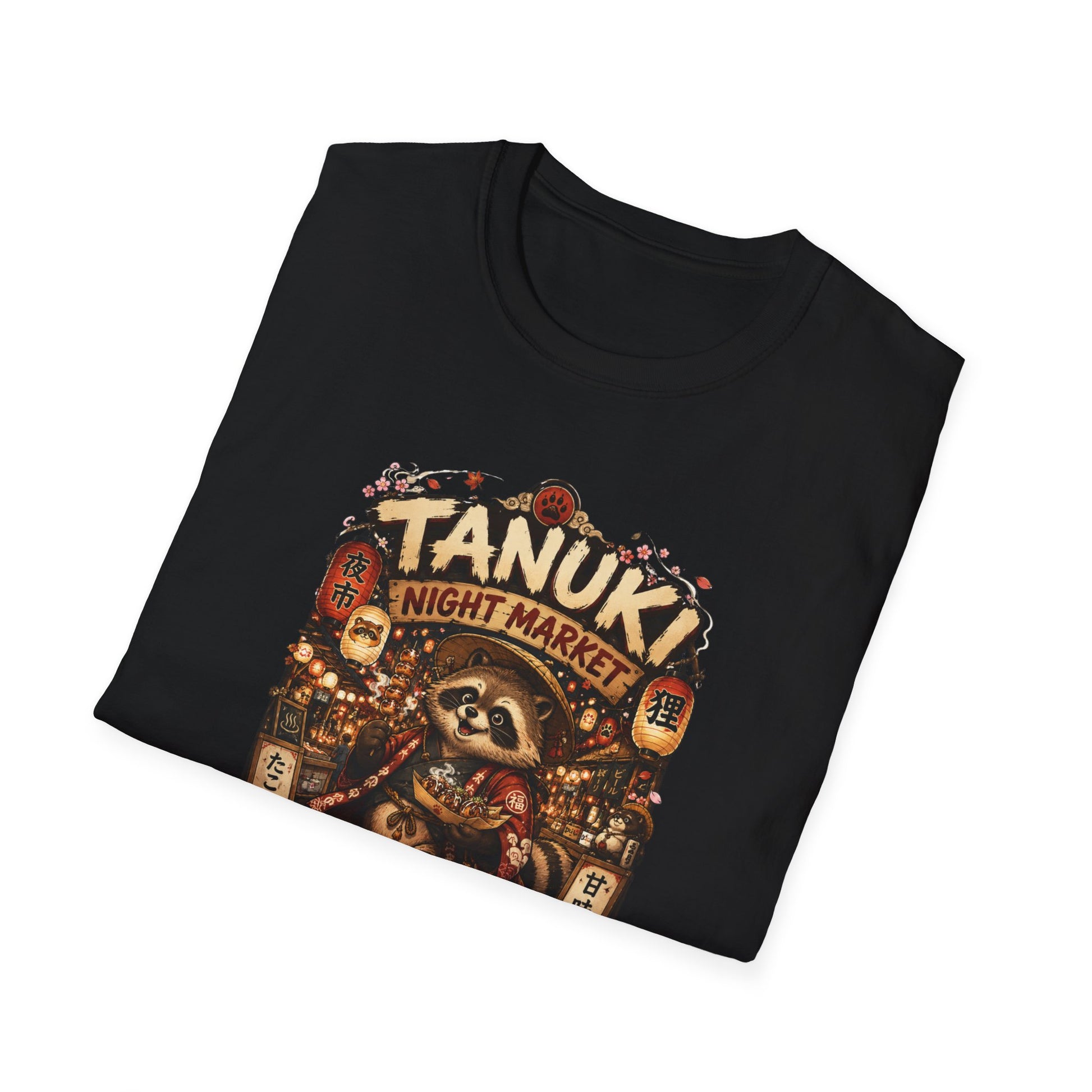 Tanuki Night Market T-Shirt Navy Vintage Japan Graphic Tee Unisex