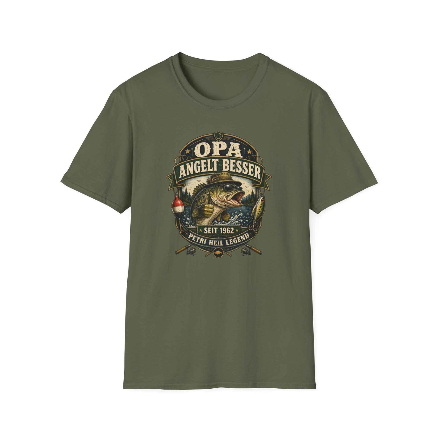 Opa angelt besser T-Shirt – Petri Heil Angler Geschenk für Opa & Papa | Vatertag & Geburtstag