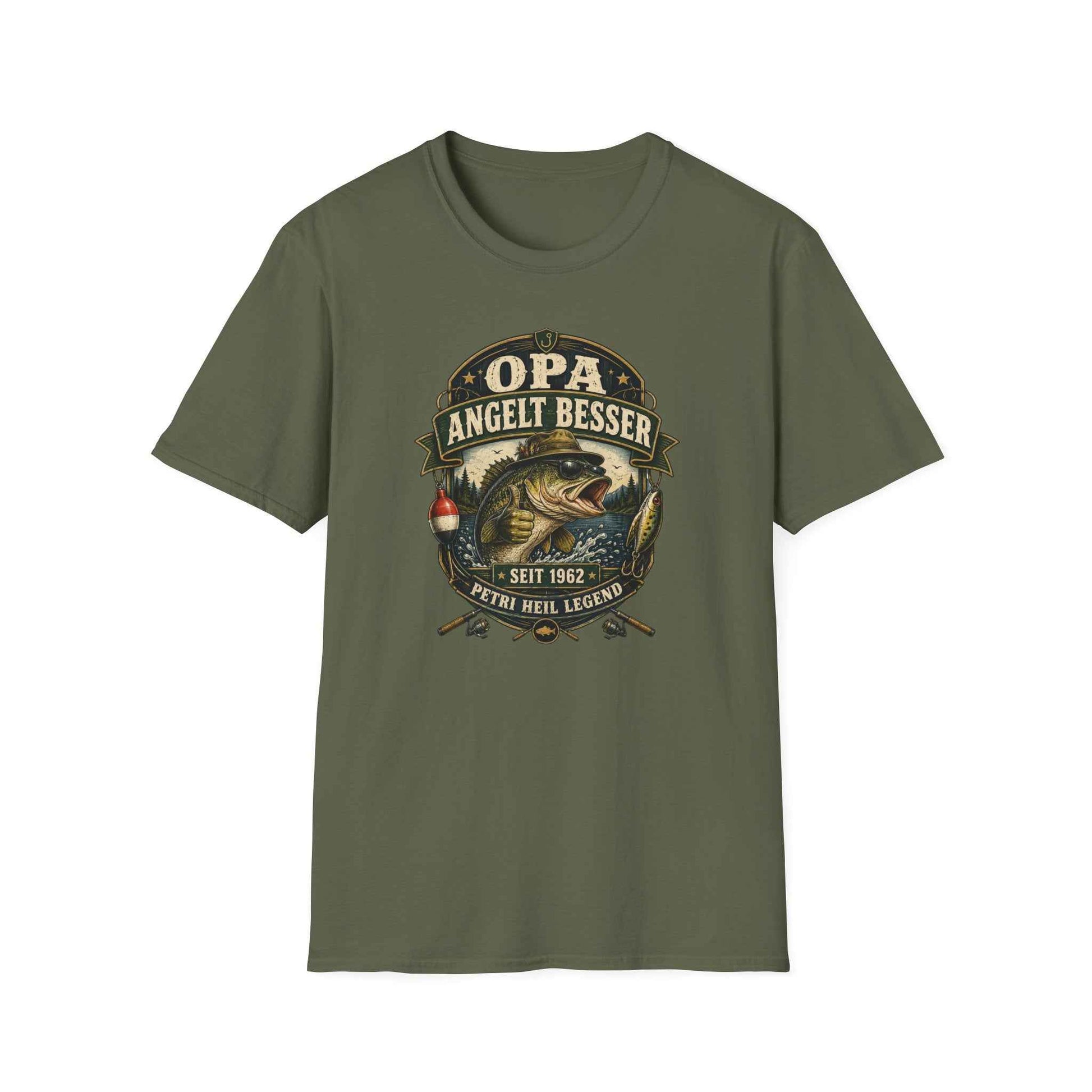 Opa angelt besser T-Shirt – Petri Heil Angler Geschenk für Opa & Papa | Vatertag & Geburtstag