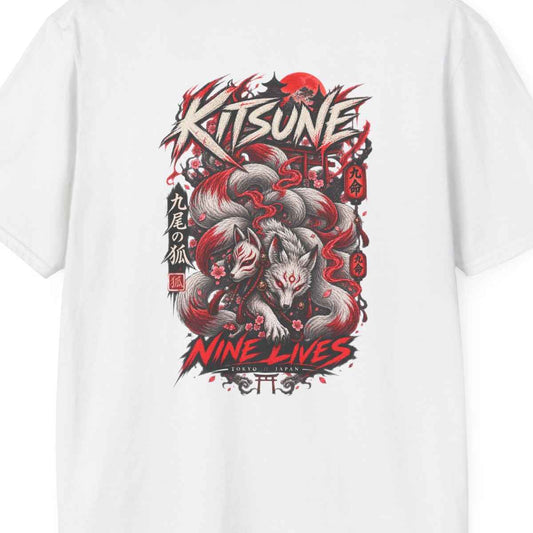 Kitsune Nine Lives T-Shirt — Japanisches Streetwear Fuchs Motiv Herren Damen