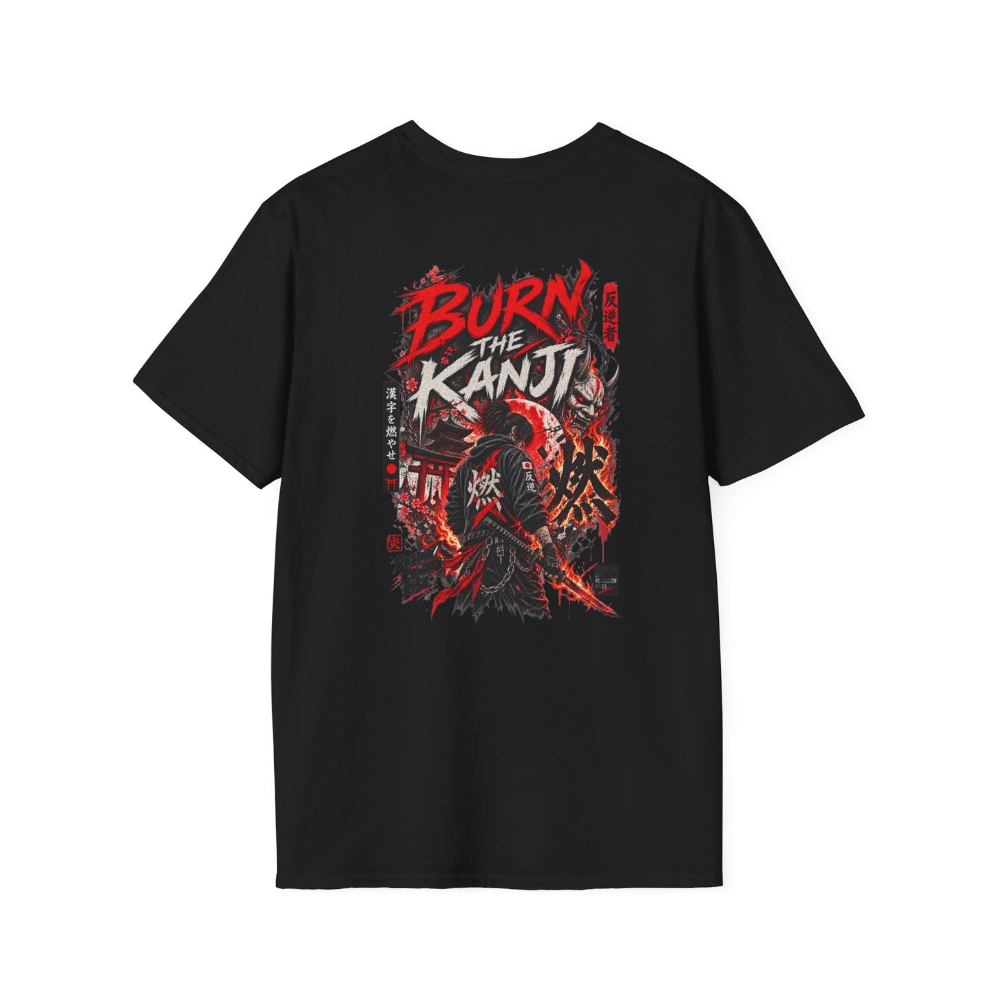 Burn The Kanji T-Shirt schwarz — Samurai Kanji Rueckansicht