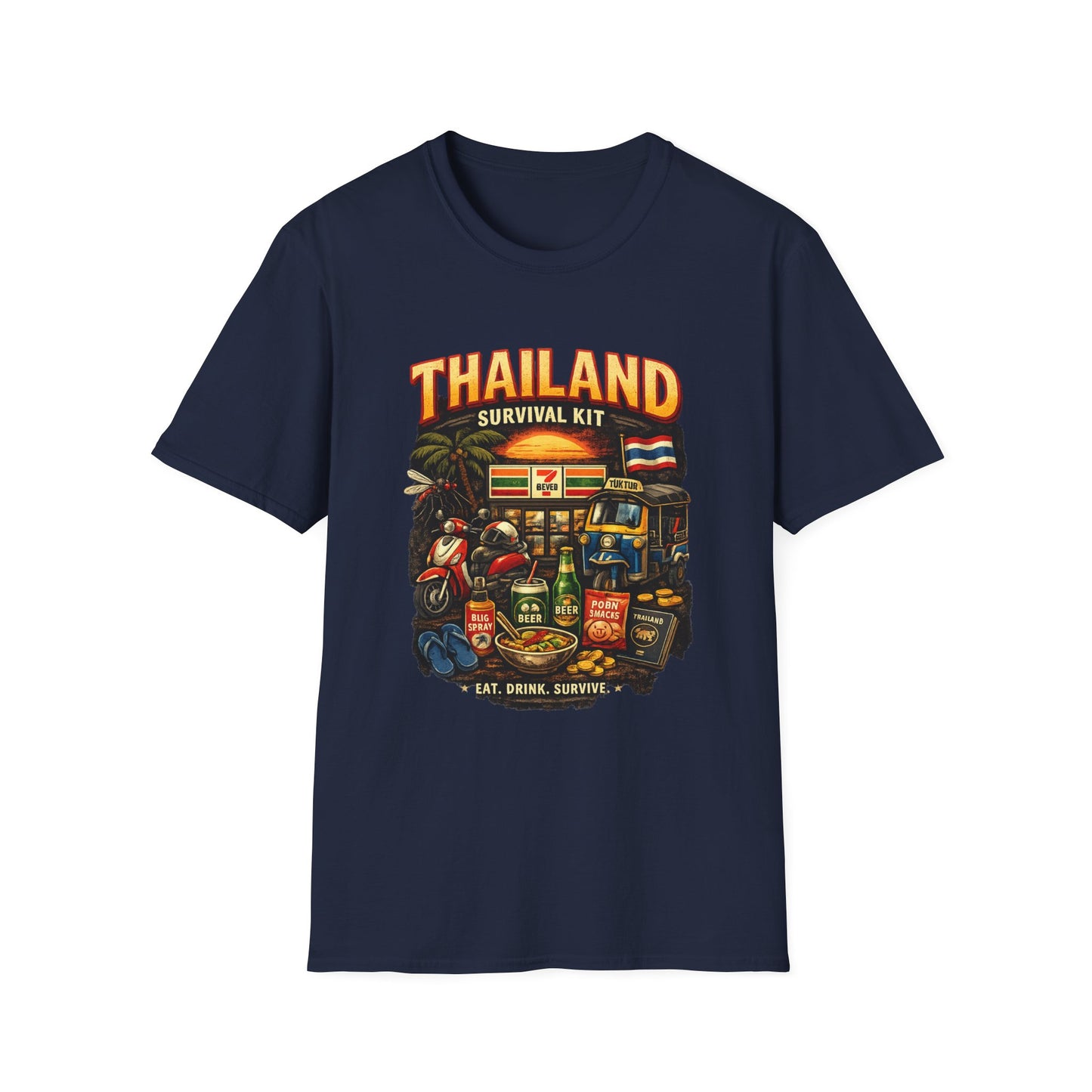 Thailand Survival Kit T-Shirt Military Green Funny Travel Streetwear