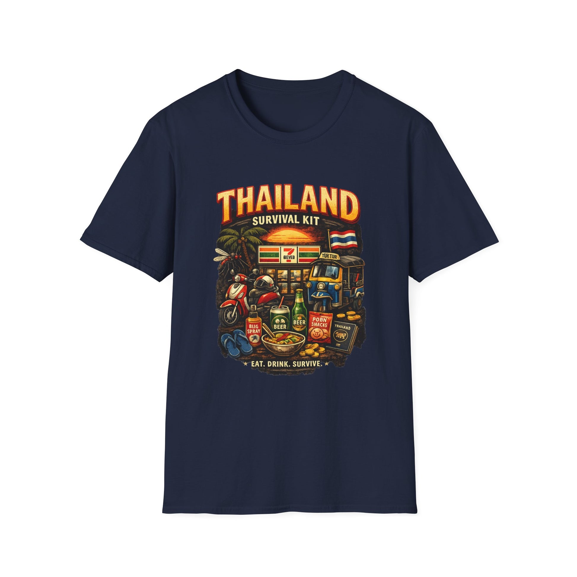 Thailand Survival Kit T-Shirt Military Green Funny Travel Streetwear