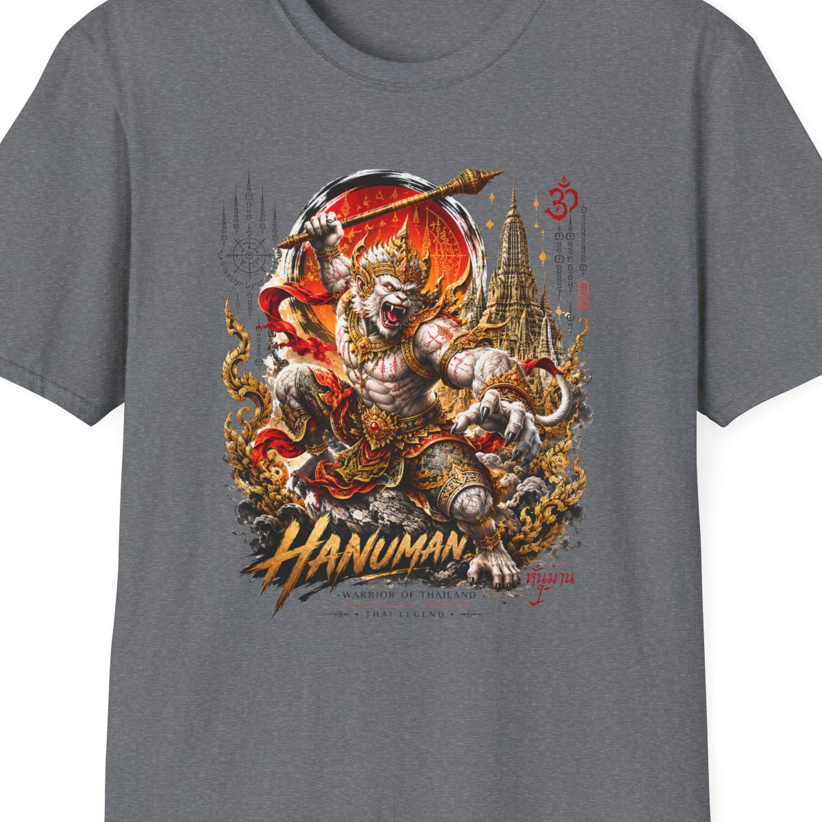 Graphite Heather Hanuman T-Shirt – Design Nahaufnahme