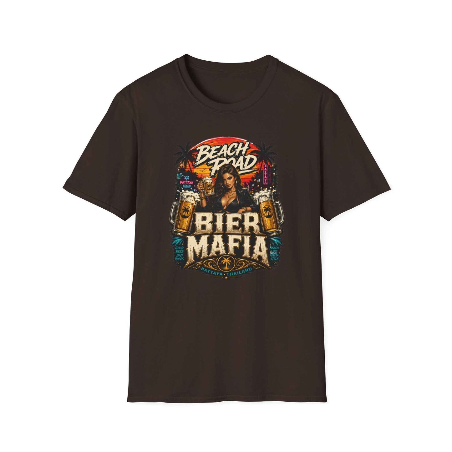 Beach Road Bier Mafia T-Shirt Dark Chocolate Pattaya Streetwear Unisex