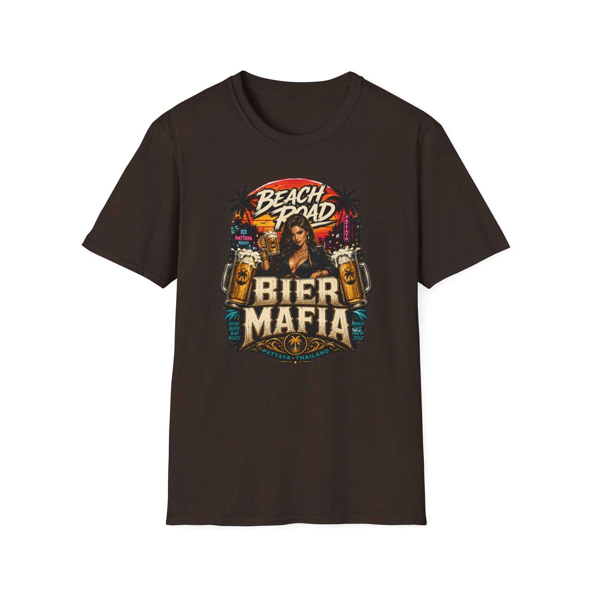 Beach Road Bier Mafia T-Shirt Dark Chocolate Pattaya Streetwear Unisex