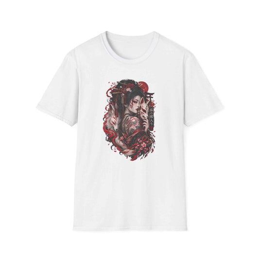 Geisha Kitsune T-Shirt — Japanischer Fuchsgeist Streetwear Herren Damen