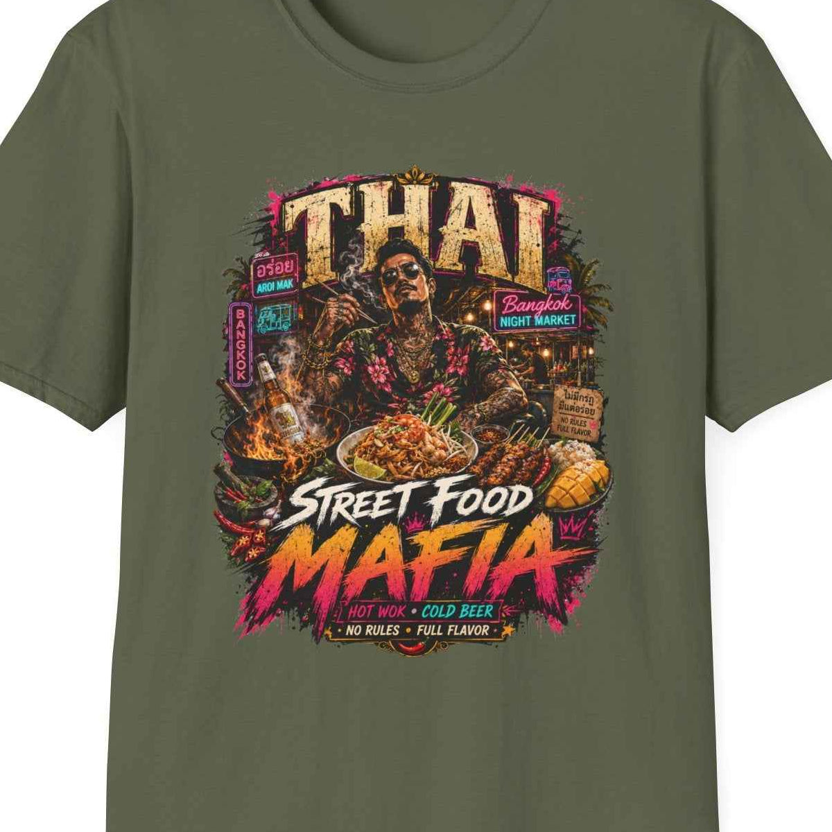 Thai Street Food Mafia T-Shirt navy Thailand Bangkok Street Food Graphic Tee Unisex – Design Nahaufnahme