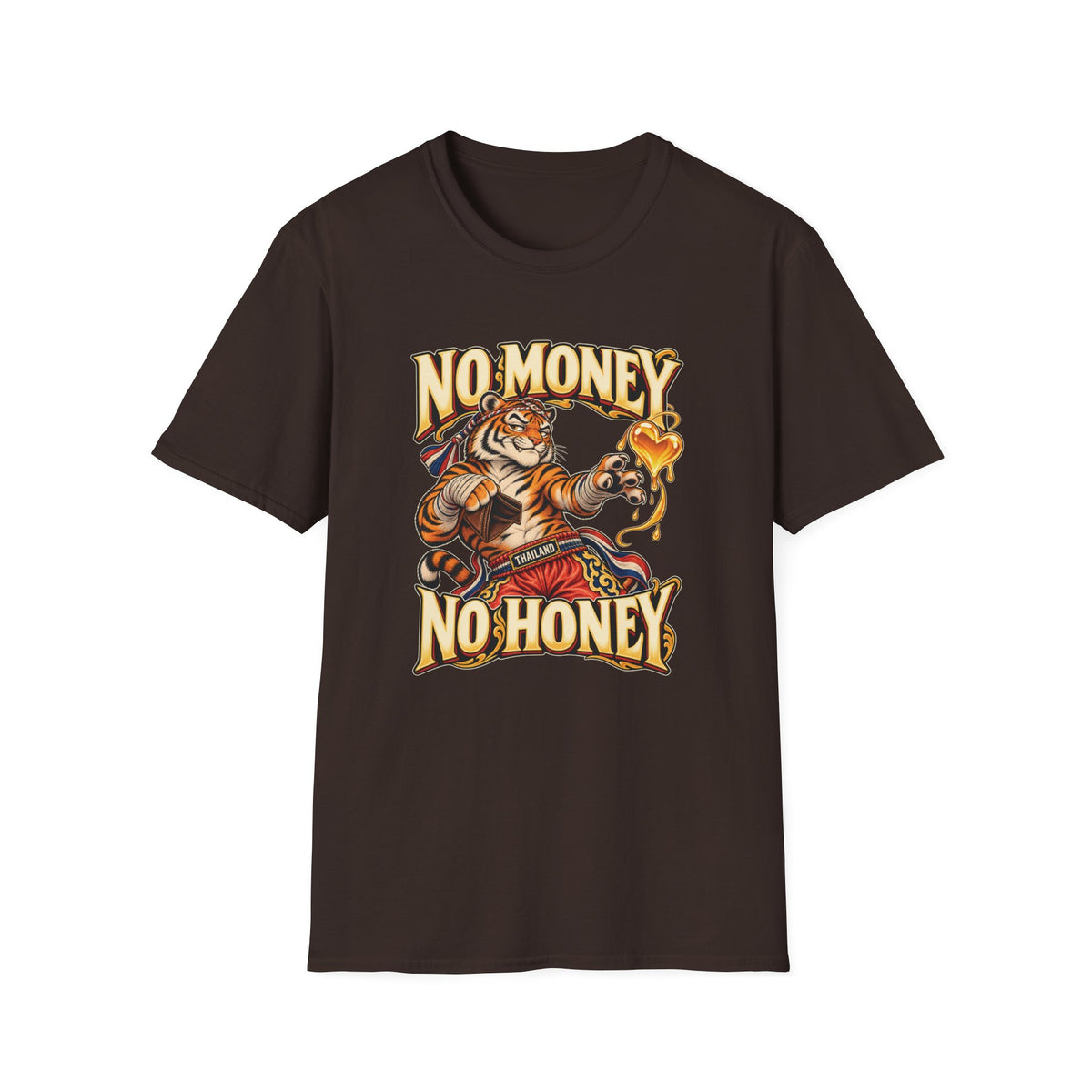 No Money No Honey – Thailand T-Shirt mit Muay-Thai-Tiger | Gildan 64000