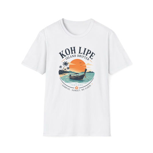 Koh Lipe Island Drifter T-Shirt weiß Thailand Longtail Boot Sunset Beach Graphic Tee
