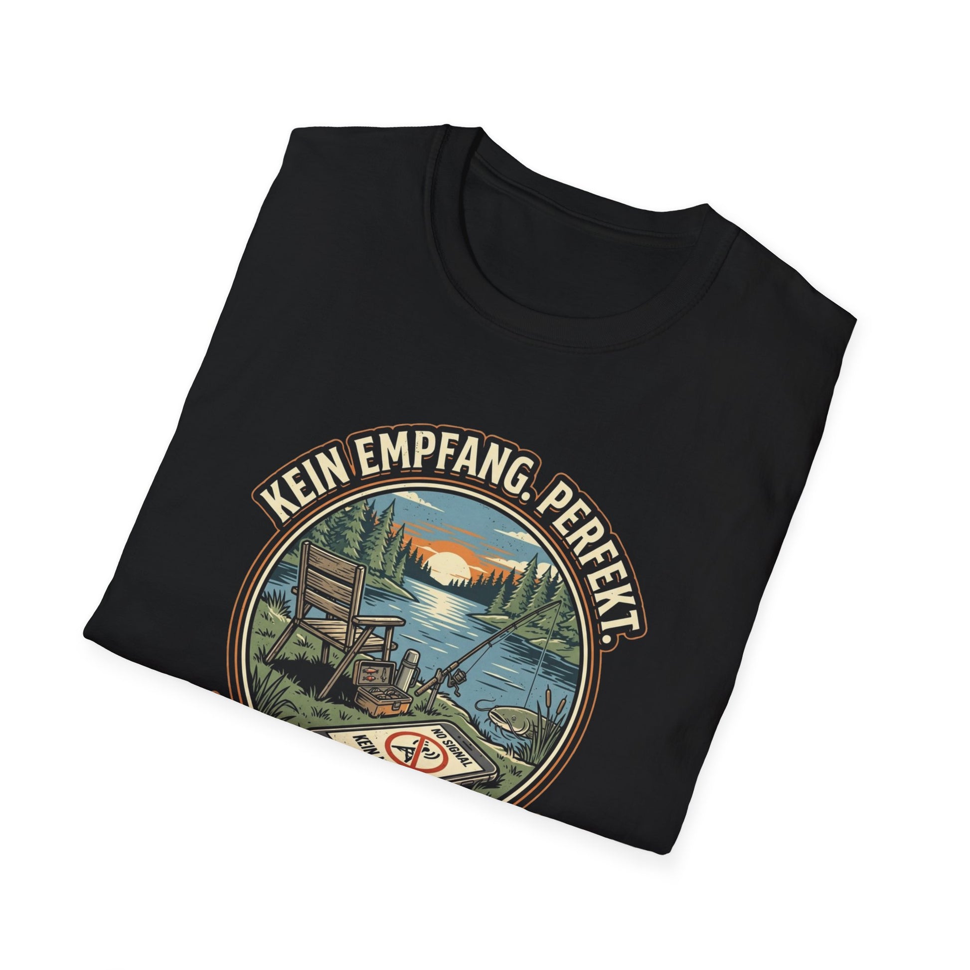 Kein Empfang Perfekt Angler T-Shirt Designdetail Nahaufnahme