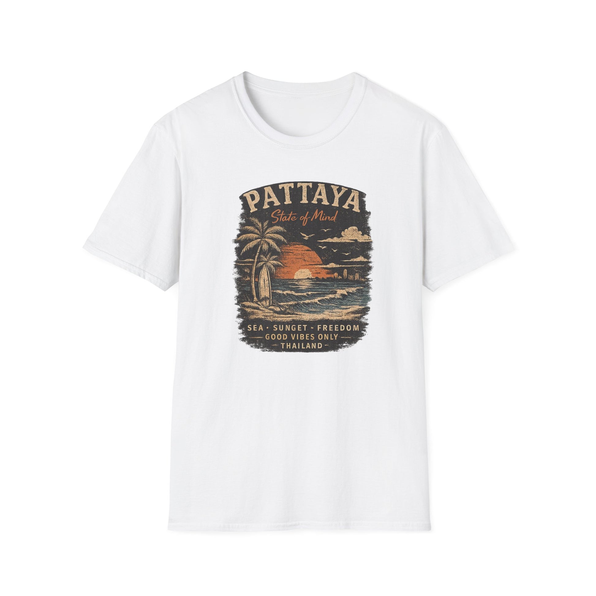 Pattaya State of Mind T-Shirt schwarz — Vintage Beach Sunset Graphic Tee Geschenk