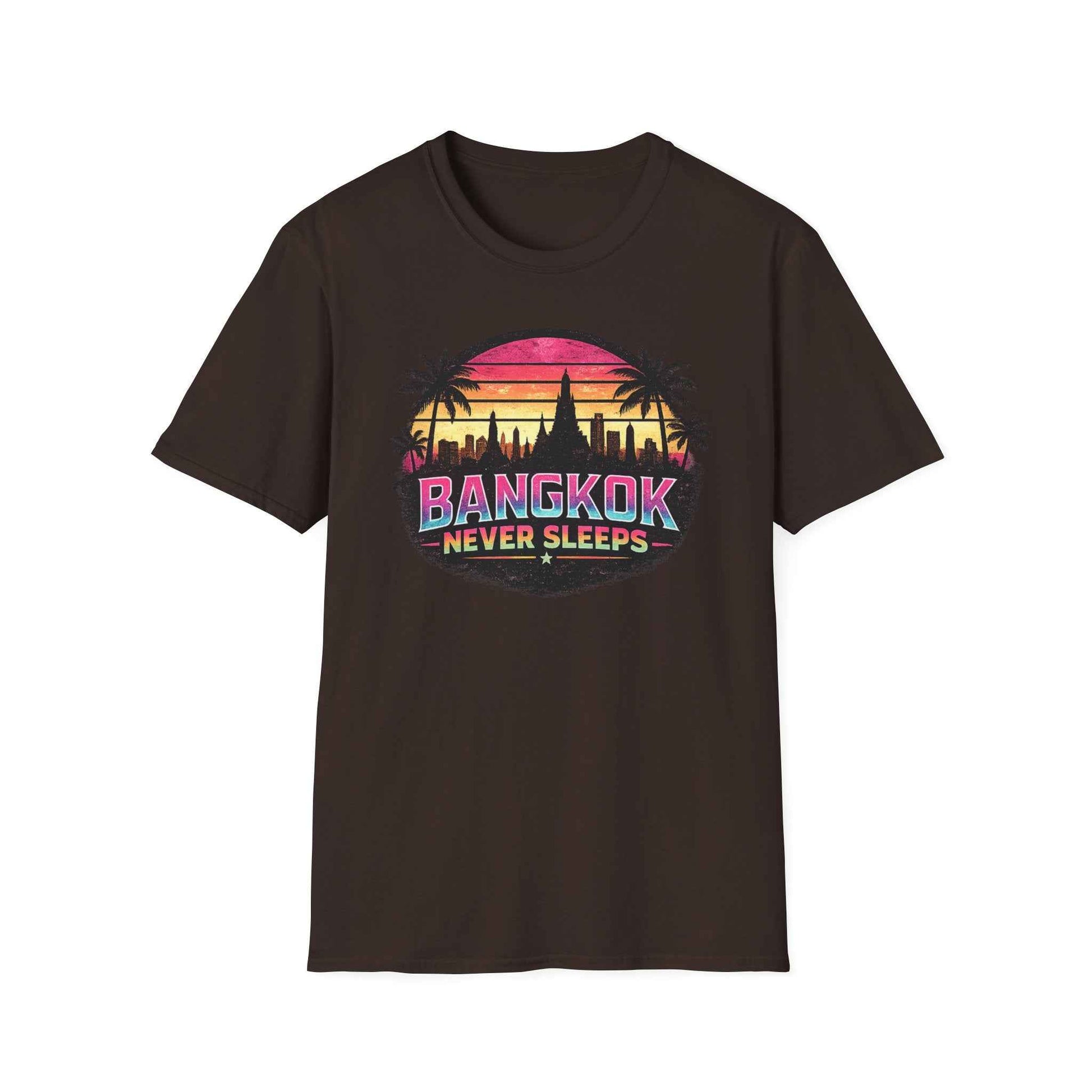 Bangkok Never Sleeps T-Shirt schwarz Retro Thailand Streetwear Graphic Tee
