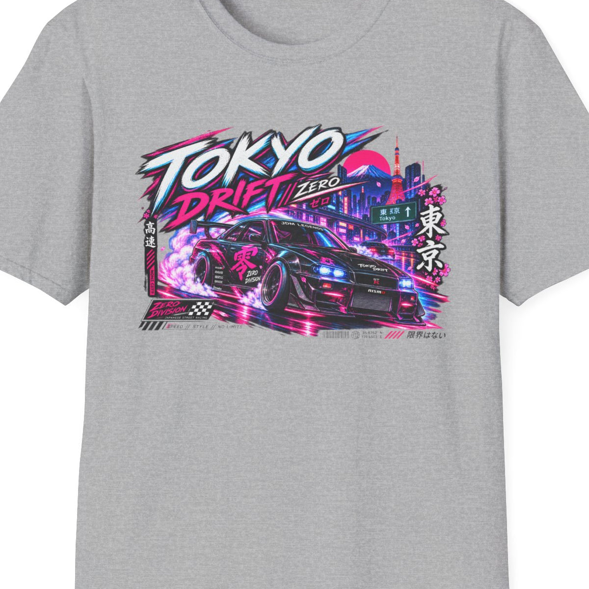Sport Grey Tokyo Drift Zero T-Shirt – Design Nahaufnahme