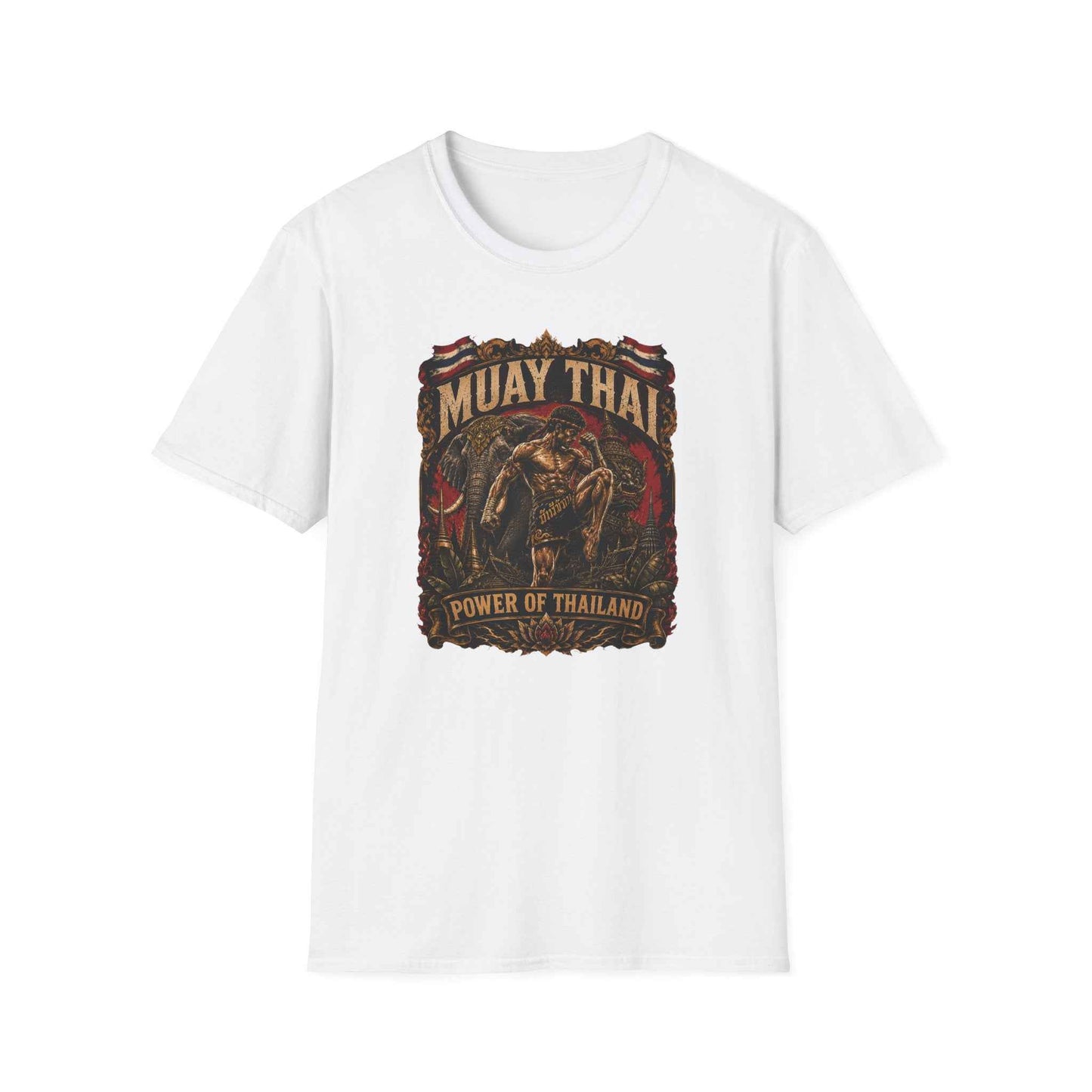 Muay Thai T-Shirt Born to Fight weiß – Thai Boxing Fighter Graphic Tee Vintage