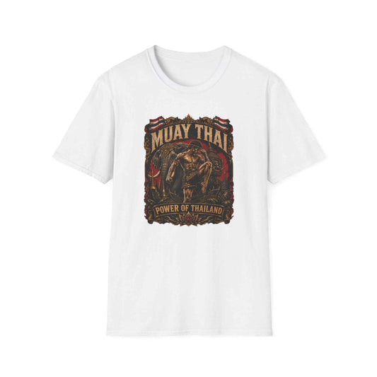 Muay Thai T-Shirt Born to Fight weiß – Thai Boxing Fighter Graphic Tee Vintage