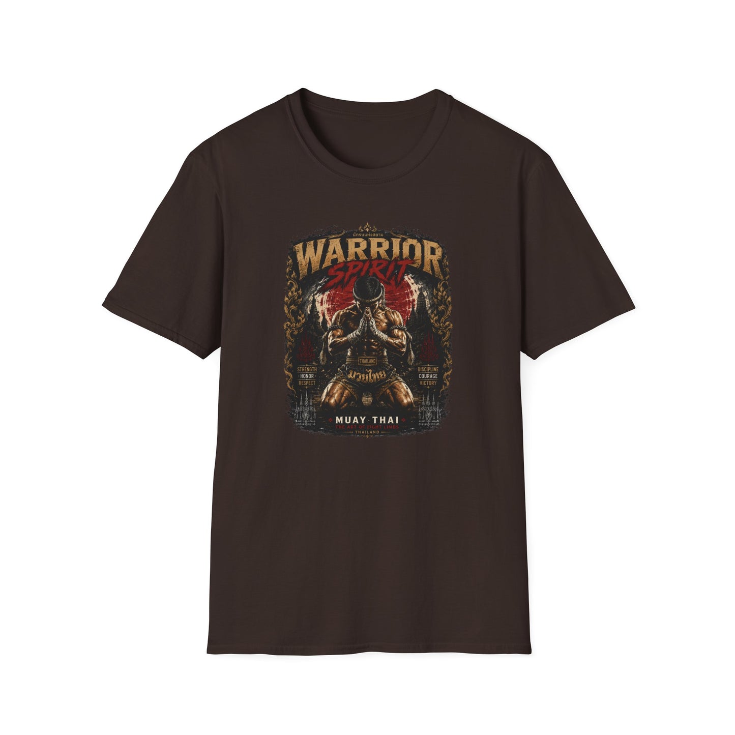 Thai Warrior T-Shirt Braun – Muay Thai Streetwear Vorderansicht