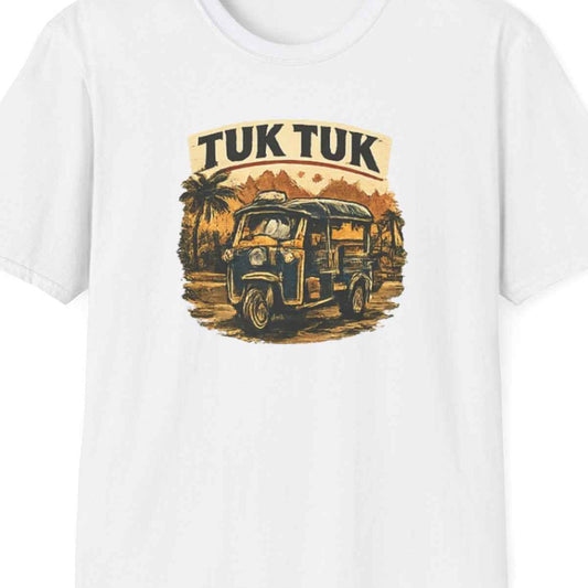 Tuk Tuk T-Shirt — Vintage Thailand Streetwear Retro Rikscha Motiv Herren Damen – Design Nahaufnahme