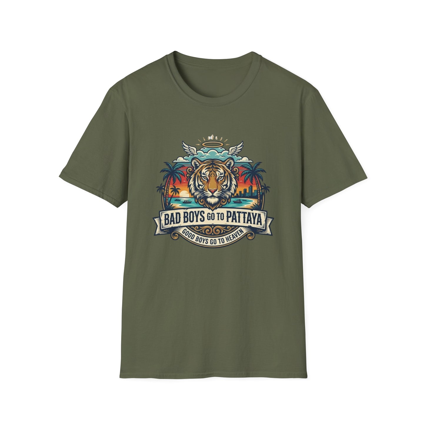 Thailand Tiger T-Shirt oliv gruen Pattaya Souvenir Streetwear Graphic Tee