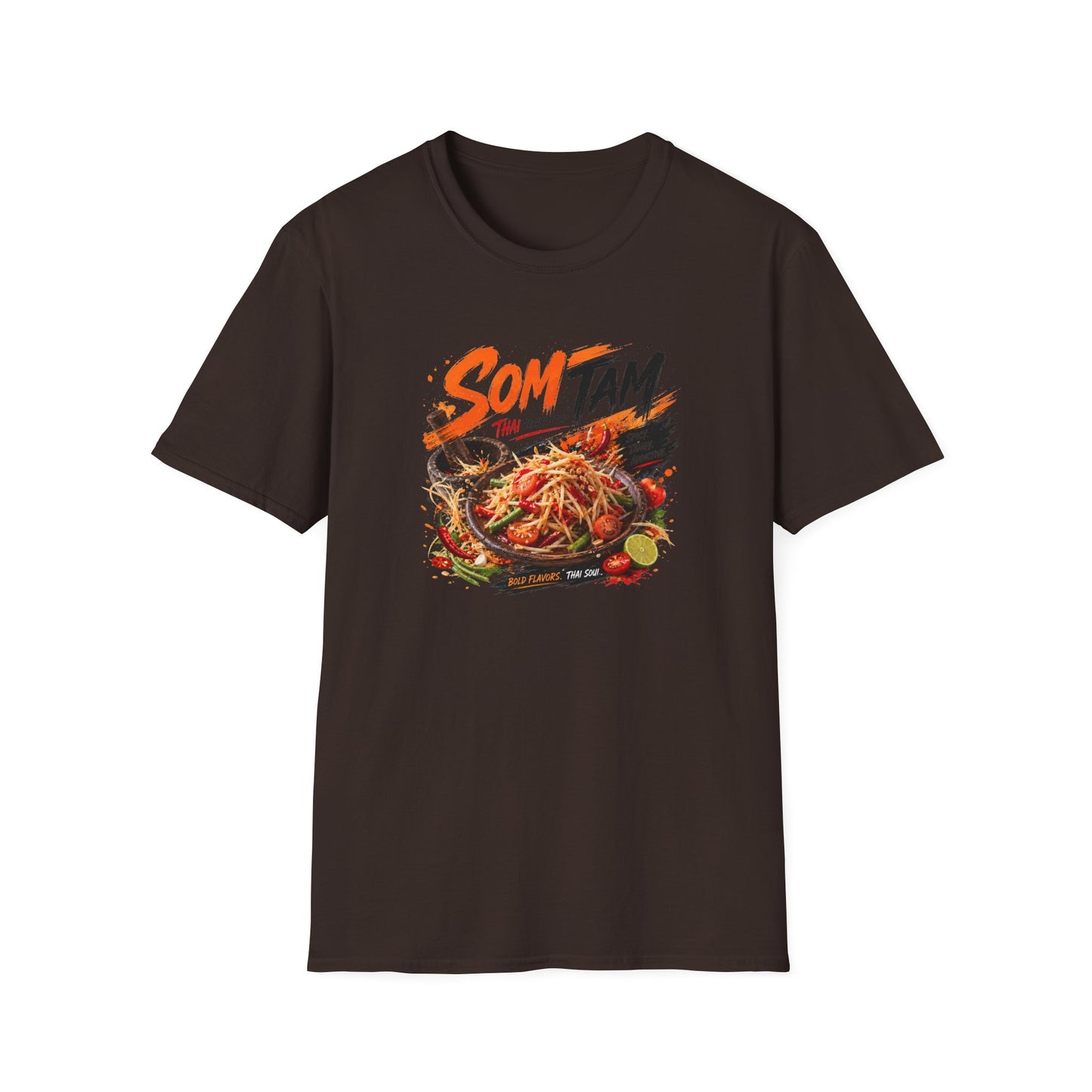 Som Tam T-Shirt Dark Chocolate — Thai Street Food Streetwear Vorderansicht