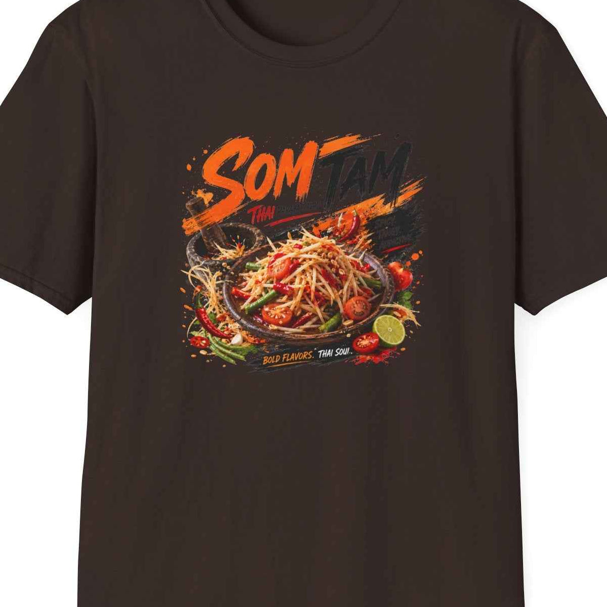 Som Tam T-Shirt — Thai Street Food Papaya Salad Streetwear Herren Damen – Design Nahaufnahme