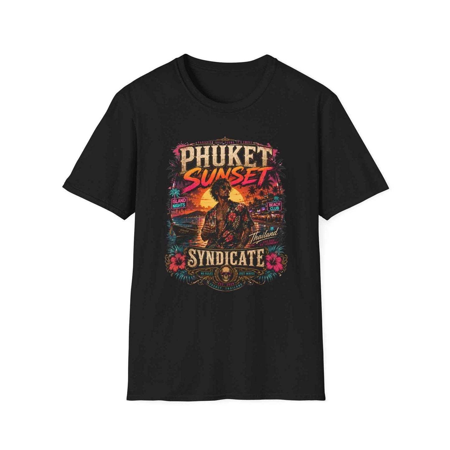 Phuket Sunset Syndicate T-Shirt schwarz Thailand Beach Club Sunset Graphic Tee