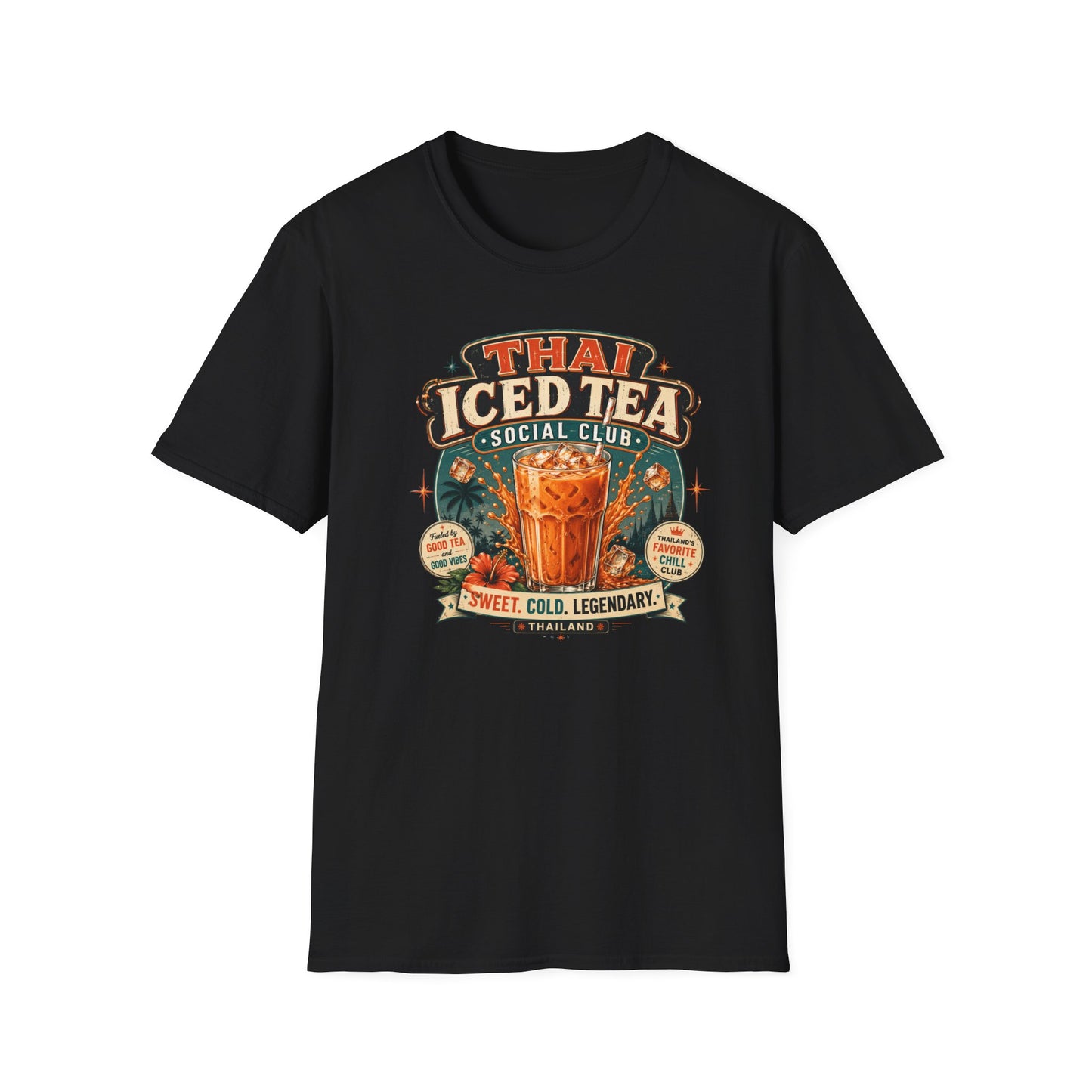 Thai Iced Tea Social Club T-Shirt Flatlay Thai Tea Boba Foodie Streetwear Styling
