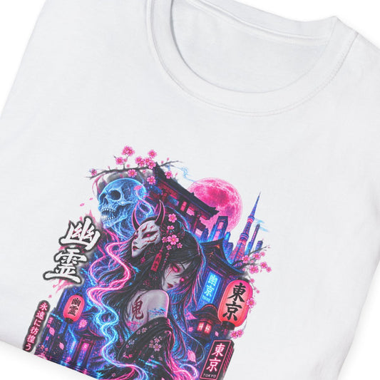 Dark Chocolate Tokyo Yurei T-Shirt – Design Nahaufnahme