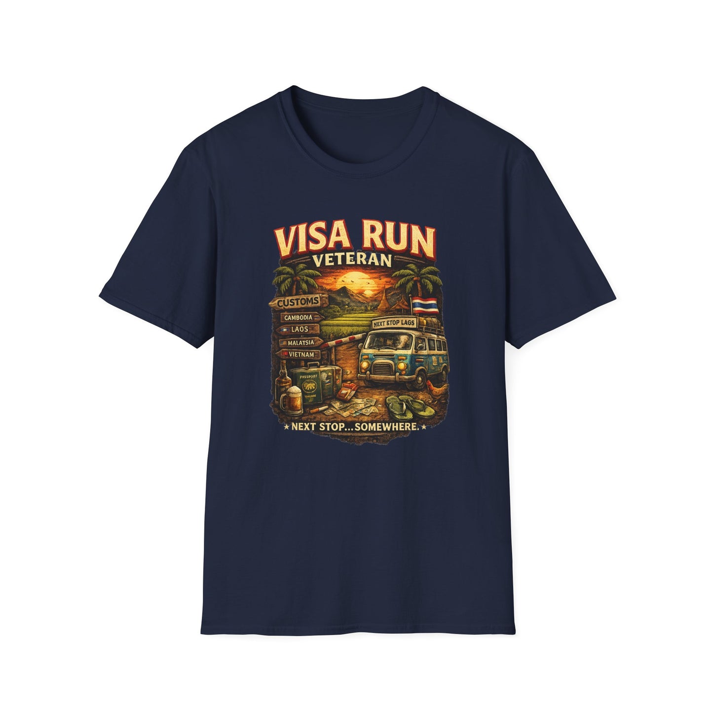 Visa Run Veteran T-Shirt navy Southeast Asia Expat Travel Graphic Tee Geschenk