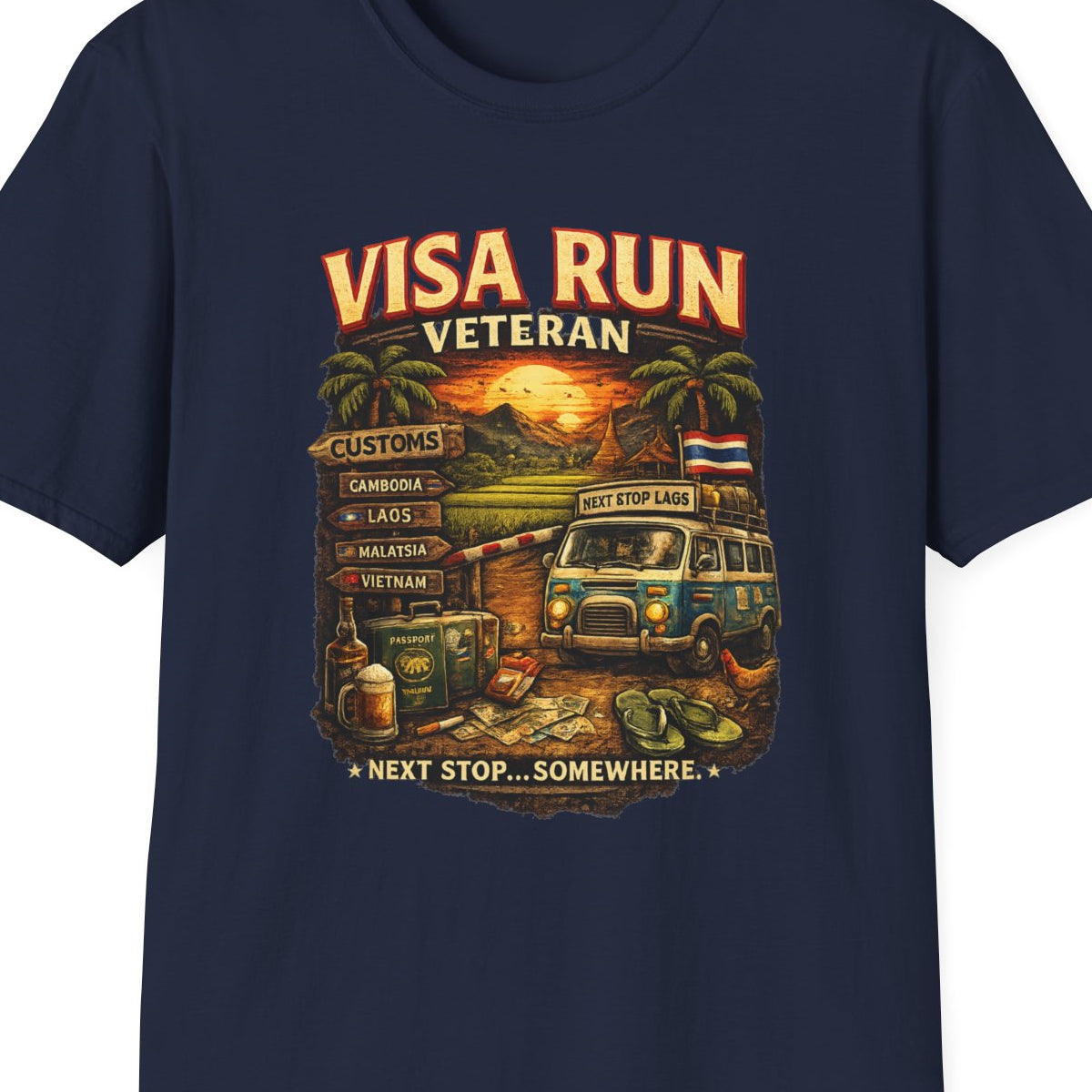 Visa Run Veteran T-Shirt navy Southeast Asia Expat Travel Graphic Tee Geschenk – Design Nahaufnahme