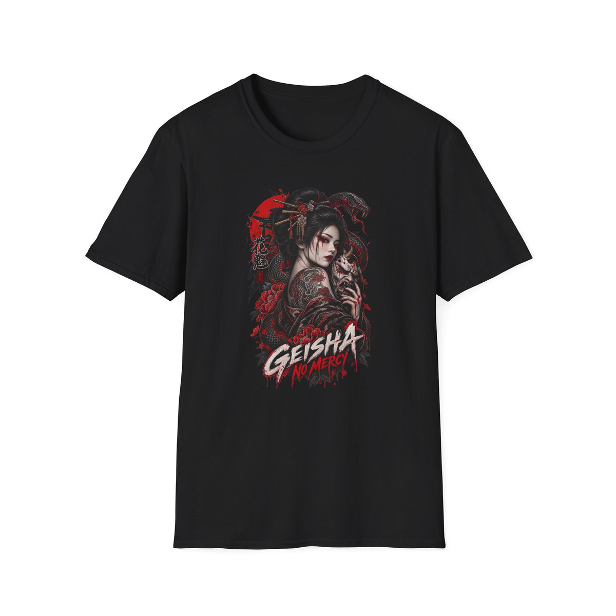 Geisha No Mercy T-Shirt schwarz — Japanese Streetwear Vorderansicht