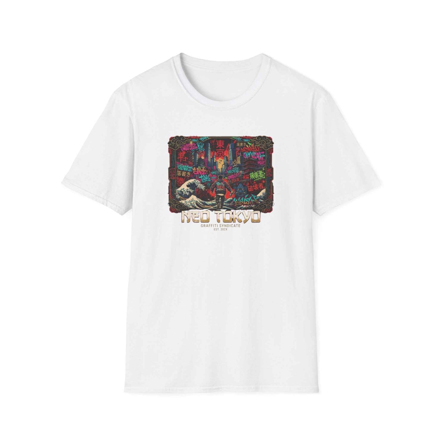 Tokyo Graffiti T-Shirt weiß — Wave Graffiti Streetwear Graphic Tee Geschenk
