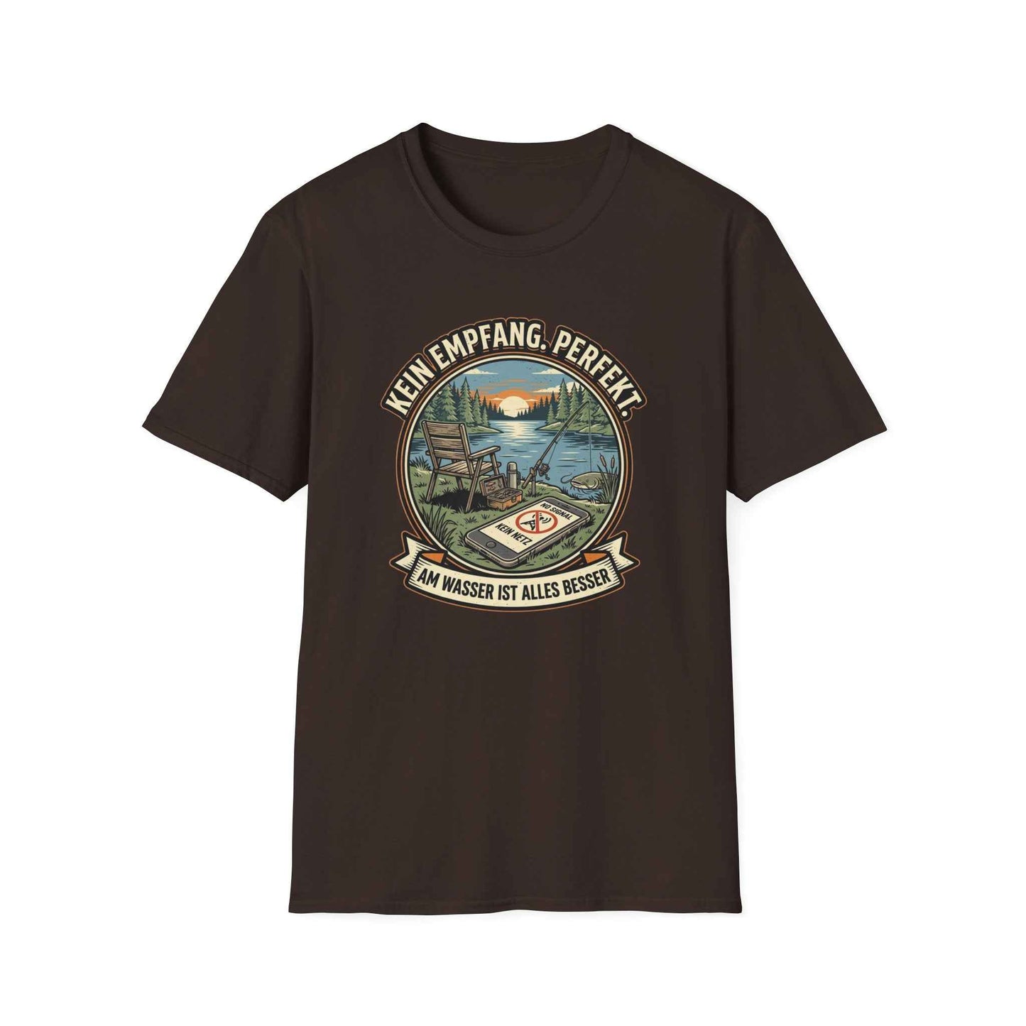 Kein Empfang Perfekt T-Shirt braun Angler Shirt Geschenk für Angler