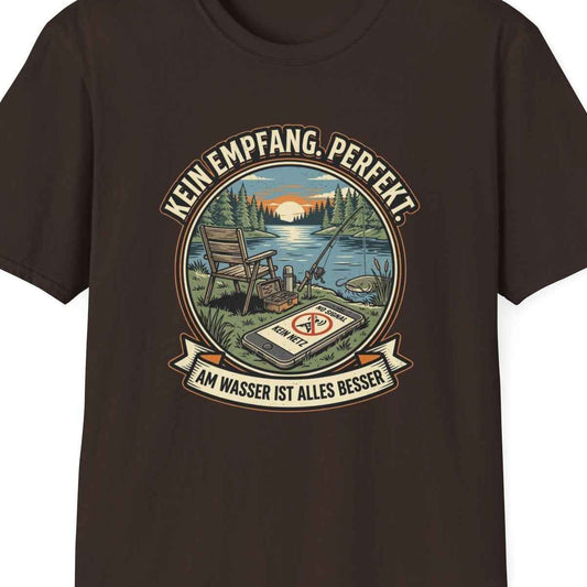 Kein Empfang Perfekt T-Shirt braun Angler Shirt Geschenk für Angler – Design Nahaufnahme