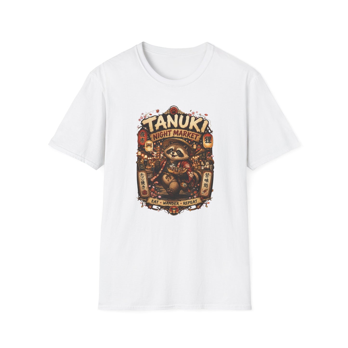 Tanuki Night Market T-Shirt Military Green Japan Streetwear Tee