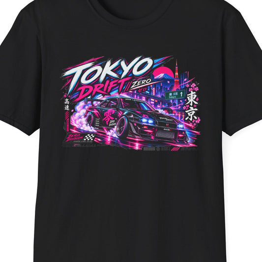 Black Tokyo Drift Zero T-Shirt – Design Nahaufnahme