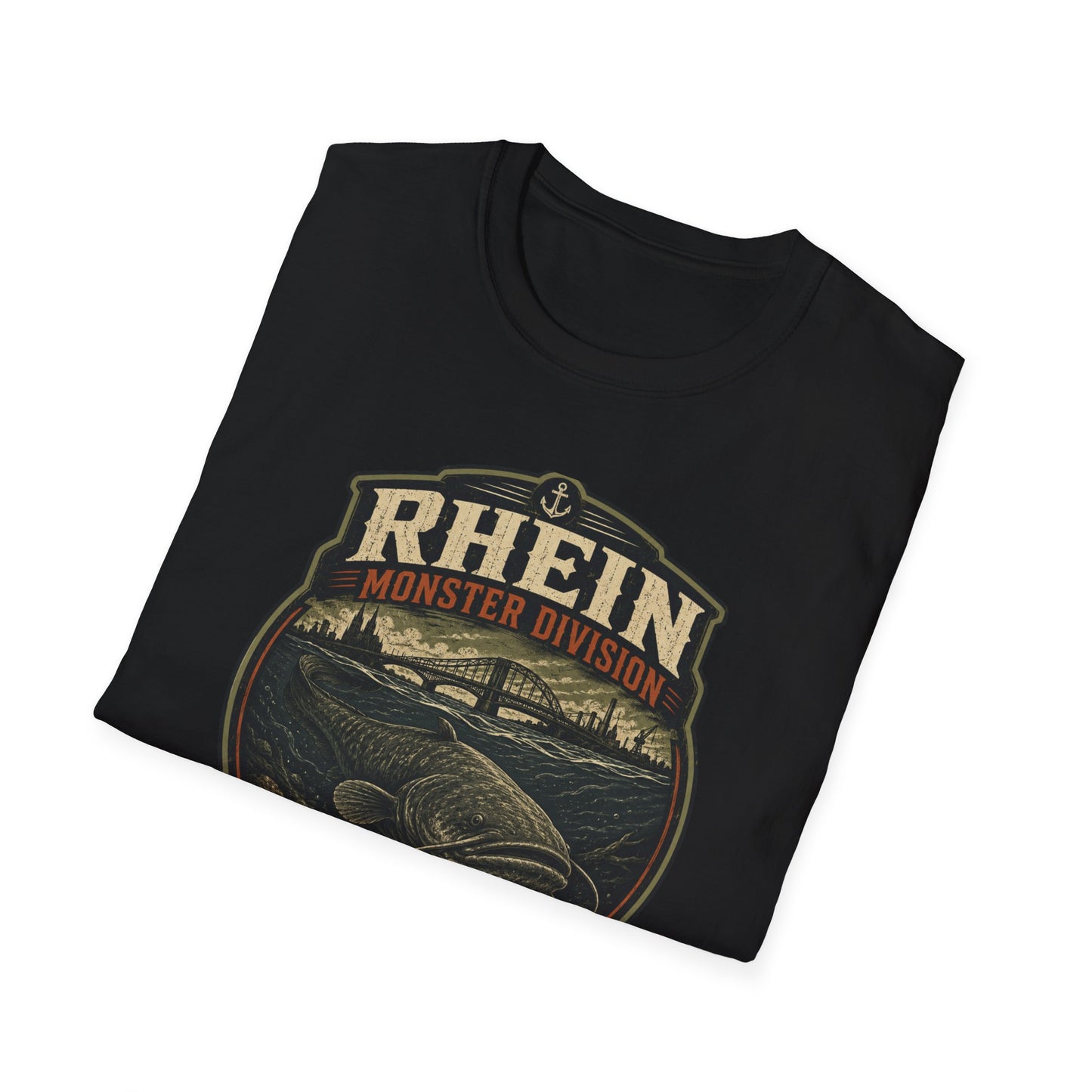 Rhein Monster Division Angler T-Shirt Designdetail Nahaufnahme