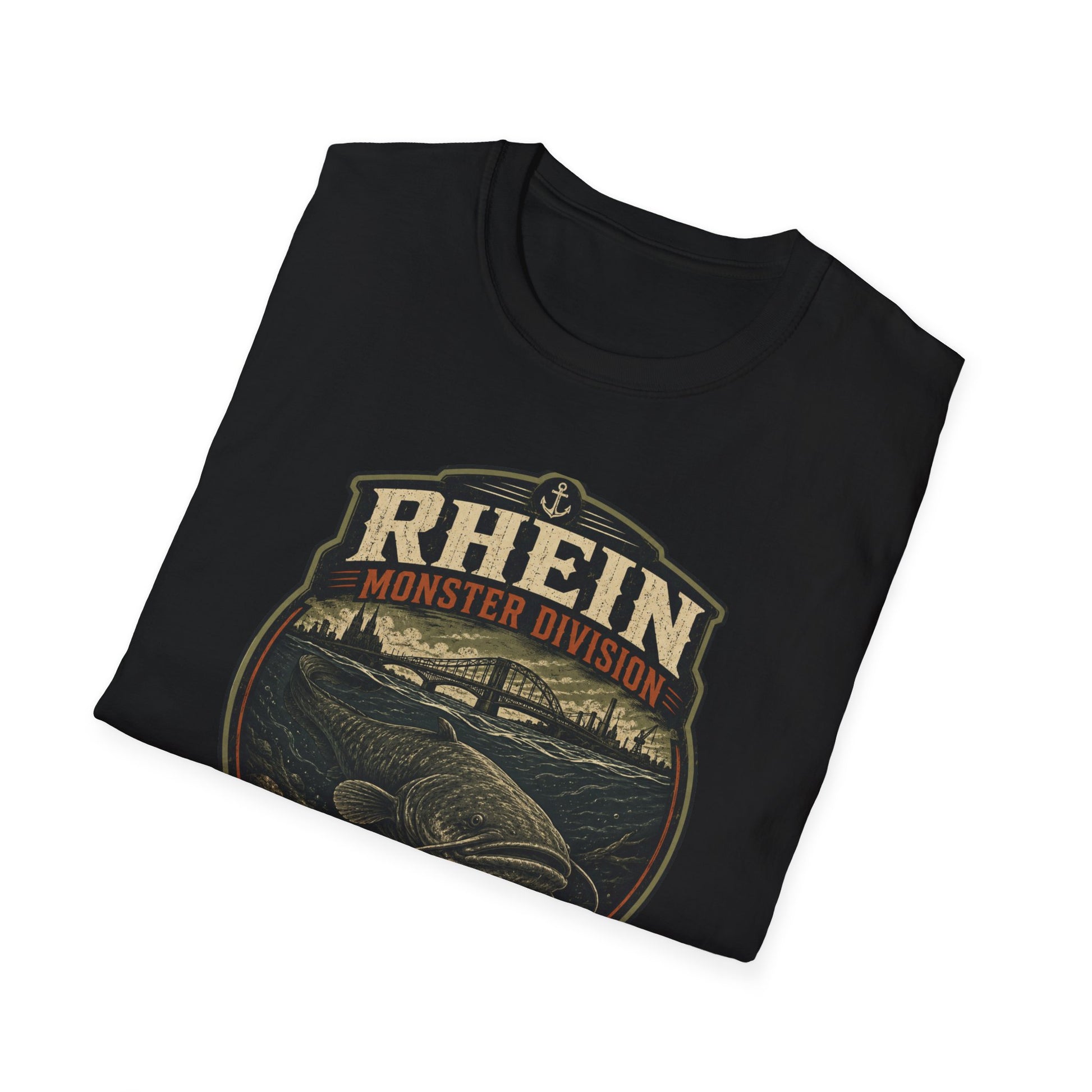 Rhein Monster Division Angler T-Shirt Designdetail Nahaufnahme